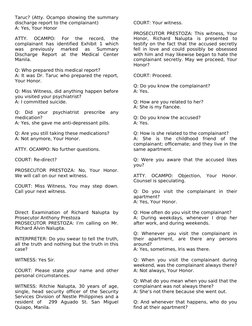 Taruc? (Atty. Ocampo showing the summary 
discharge report to the complainant)
A: Yes, Your Honor
ATTY.  OCAMPO:  For  the  r