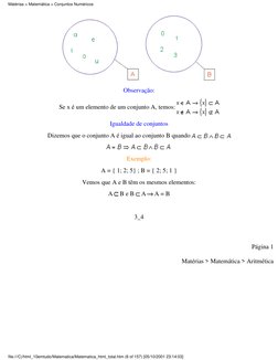 Observação:
Se x é um elemento de um conjunto A, temos: 
Igualdade de conjuntos
Dizemos que o conjunto A é igual ao conjunto