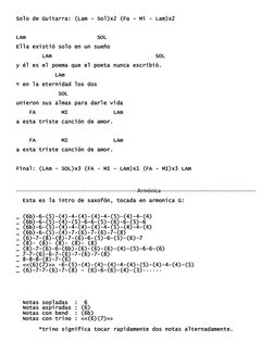 Solo de Guitarra: (Lam - Sol)x2 (Fa - Mi - Lam)x2 
 
LAm                      SOL 
Ella existió solo en un sueño 
        LAm