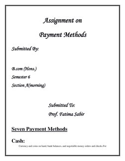 Assignment on 
Payment Methods 
 
Submitted By: 
 
 
B.com (Hons.) 
Semester 6 
Section A(morning)  
 
 
Submitted To: 
Prof.