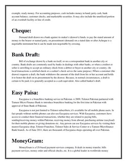 example, ready money. For accounting purposes, cash includes money in hand, petty cash, bank 
account balance, customer check