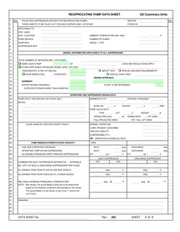 API 674 Reciprocating Pump Data Sheet | PDF | Technology & Engineering