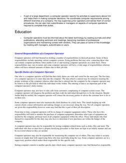 Computer Operator Duties and Responsibilities | PDF | Computer ...
