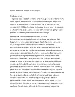 el pulso eoceno del sistema La Luna-Burgüita. 
 
Petróleo y minería 
   El petróleo es la base de la economía venezolana, gen