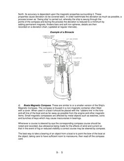 North. Its accuracy is dependant upon the magnetic properties surrounding it. These 
properties cause deviation (to be covere