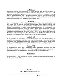 Page 2 of 4 
LAST WILL AND TESTAMENT OF 
_________________________________ 
_________________________________________