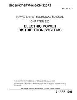 NAVAL SHIPS’ TECHNICAL MANUAL
CHAPTER 320
ELECTRIC POWER
DISTRIBUTION SYSTEMS
THIS CHAPTER SUPERSEDES CHAPTER 320 DATED 30 JU