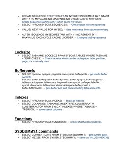 •
CREATE SEQUENCE STESTRESULT AS INTEGER INCREMENT BY 1 START 
WITH 1 NO MINVALUE NO MAXVALUE NO CYCLE CACHE 10 ORDER;  -- 
C
