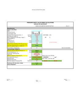 PSV Sizing Calculation Overview | PDF | Pressure | Gases