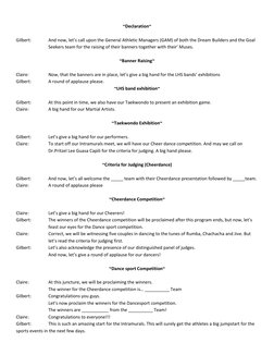 Intramurals 2013 Opening Program Script | PDF | Sports | Leisure