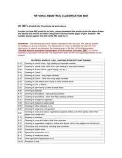 NATIONAL INDUSTRIAL CLASSIFICATION 1987 
  
NIC 1987 is divided into 10 sections as given above. 
In order to know NIC code f