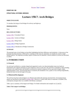 Previous | Next | Contents
ESDEP WG 15B
STRUCTURAL SYSTEMS: BRIDGES
Lecture 15B.7: Arch Bridges
OBJECTIVE/SCOPE
To introduce