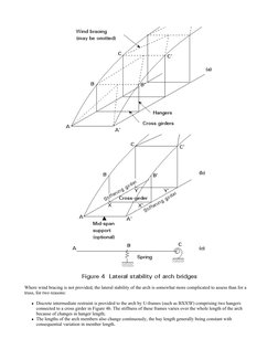 Where wind bracing is not provided, the lateral stability of the arch is somewhat more complicated to assess than for a 
trus