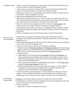 Immigrants Came)
• Reactions to the 
New Immigration
• Narrowing the 
Welcome Mat
imports, so moved into European cities; som
