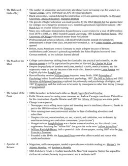 • The Hallowed 
Halls of Ivy
• The March of the 
Mind
• The Appeal of the 
Press
• Apostles of 
Reform
• The number of univer