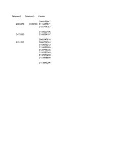 Telefono2
Telefono3
Celular
3003196847
2369473
6120700 3115611871
3155774787
3102520106
3472560
3165264107
3002147616
6701211