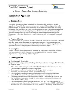 Information and Technology Services 
PeopleSoft Upgrade Project 
 
M 5000A1 - System Test Approach Document    
 
 
Document1