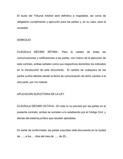 El  laudo  del  Tribunal  Arbitral  será  definitivo  e  inapelable,  así  como  de 
obligatorio cumplimiento y ejecución par