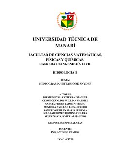UNIVERSIDAD TÉCNICA DE 
MANABÍ 
 
FACULTAD DE CIENCIAS MATEMÁTICAS, 
FÍSICAS Y QUÍMICAS. 
CARRERA DE INGENIERÍA CIVIL 
 
HIDR