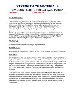 Compression Test Procedure and Analysis | PDF | Strength Of Materials ...