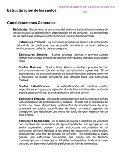 Estructuración de los suelos.
Consideraciones Generales.
Definición.  En general, la estructura del suelo se trata de la natu