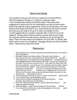 Rome Unit Study
I am excited to have you join me for an adventure in Ancient Rome. 
This kit is based on 28 days or 7 weeks a