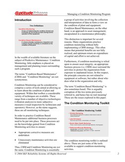 Managing a Condition Monitoring Program 
© 2004 SKF Reliability Systems All Rights Reserved 
 
2 
Introduction 
 
In the we