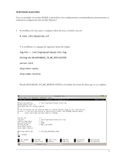 3
SERVIDOR MAESTRO:
Una vez instalado el servidor MySQL se procederá a las configuraciones correspondientes; primerame