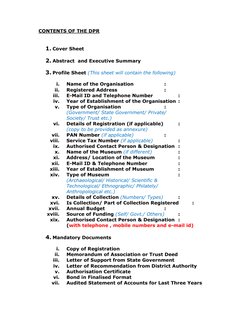 CONTENTS OF THE DPR 
 
 
1. Cover Sheet 
 
2. Abstract  and Executive Summary 
 
3. Profile Sheet (This sheet will contain th