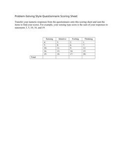 Practical Problem Solving Questionnaire Problem-Solving Style Questionnaire | PDF | Self-Improvement