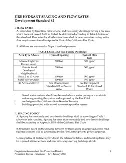 Carpinteria-Summerland Fire Protection District 
Prevention Bureau – Standards    Rev. January 2007 
1
FIRE HYDRANT SPACING