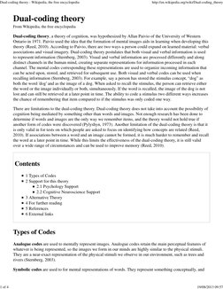 Dual-coding theory
From Wikipedia, the free encyclopedia
Dual-coding theory, a theory of cognition, was hypothesized by Allan
