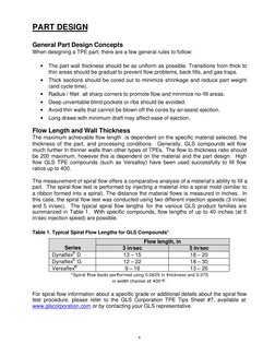 4 
PART DESIGN 
 
General Part Design Concepts 
When designing a TPE part, there are a few general rules to follow: 
 
• Th