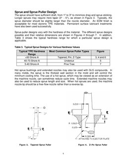 8 
Sprue and Sprue Puller Design 
The sprue should have sufficient draft, from 1º to 3º to minimize drag and sprue sticking