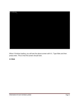 PREPARED BY RAVI KUMAR LANKE 
Page 4 
 
 
 
 
When if finishes loading, you will see the above screen with A:\. Type fdisk an