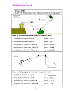 Elevation and Depression Angles Worksheet | PDF | Geometry | Teaching ...