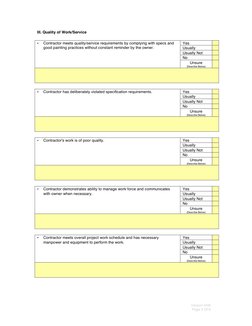 Contractor Performance Evaluation Form | PDF | Occupational Safety And ...