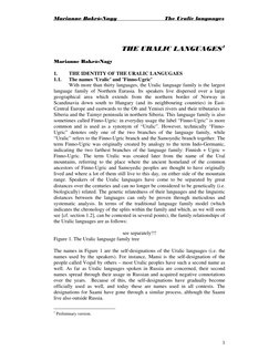 Marianne Bakró-Nagy                           The Uralic languages 
 
1 
THE URALIC LANGUAGES1 
 
Marianne Bakró-Nagy 
 
1.