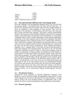 Marianne Bakró-Nagy                           The Uralic languages 
 
5 
extinct 
Kamass 
extinct 
 
Mator 
extinct 
 
Yurats