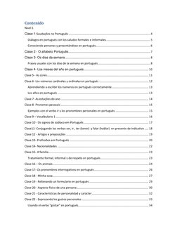 Contenido 
Nivel 1 
Clase 1-Saudações no Português ..........................................................................