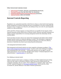Other Internal Audit materials include:
•
Internal Audit
 
   (http://www.indiana.edu/~iuaudit/services.html)Functions, Servi