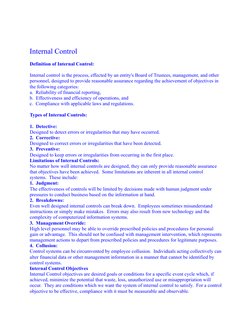 Internal Control 
 
Definition of Internal Control:
 
Internal control is the process, effected by an entity's Board of Trust