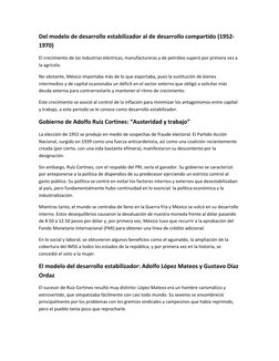 Del modelo de desarrollo estabilizador al de desarrollo compartido (1952-
1970) 
El crecimiento de las industrias eléctricas,