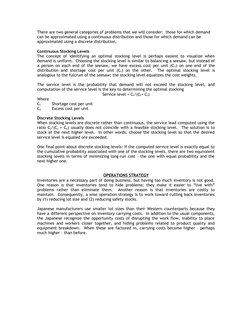 There are two general categories of problems that we will consider:  those for which demand 
can be approximated using a cont