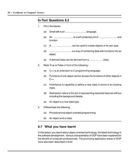 30 :: Certificate in Computer Science
In-Text Questions 8.2
1.
Fill in the blanks.
(a)
Small talk is an .....................