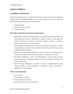Contabilidad Gerencial 
7 
Proyecto final UACJ-Otoño 2010 
MARCO TEÓRICO. 
Contabilidad Administrativa 
El proceso de globali