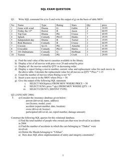 SQL Exam Questions and Practice Queries | PDF | Relational Database | Sql