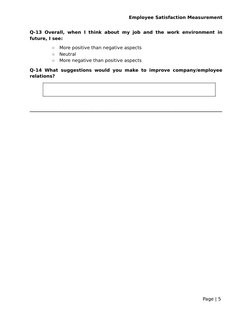 Employee Satisfaction Survey Template | PDF | Job Satisfaction | Employment