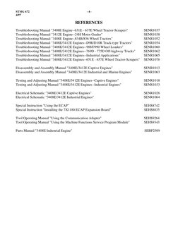 STMG 672
- 4 -
4/97
REFERENCES
Troubleshooting Manual "3408E Engine--631E - 637E Wheel Tractor-Scrapers"
SENR1037
Troubleshoo