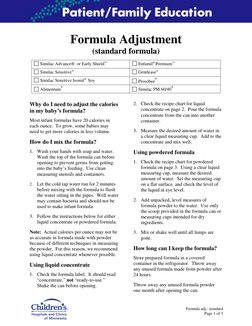 Formula adj.: standard 
Page 1 of 3 
 
 
Formula Adjustment 
(standard formula) 
 
 Similac Advance®  or Early